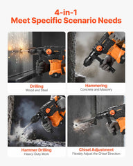 VEVOR hammer drill speed control 1–6 with high impact