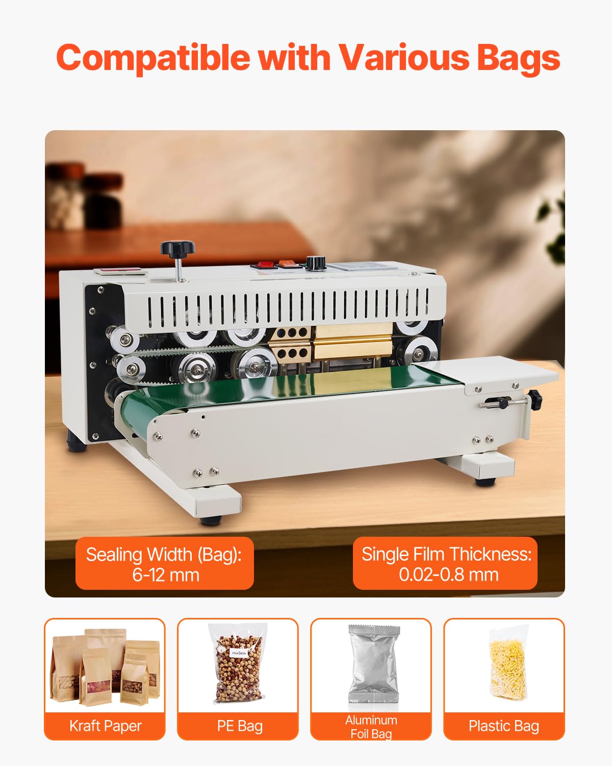 Horizontal bag sealer with conveyor belt