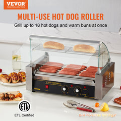 Front and back rollers in VEVOR hot dog roller 7-roller model