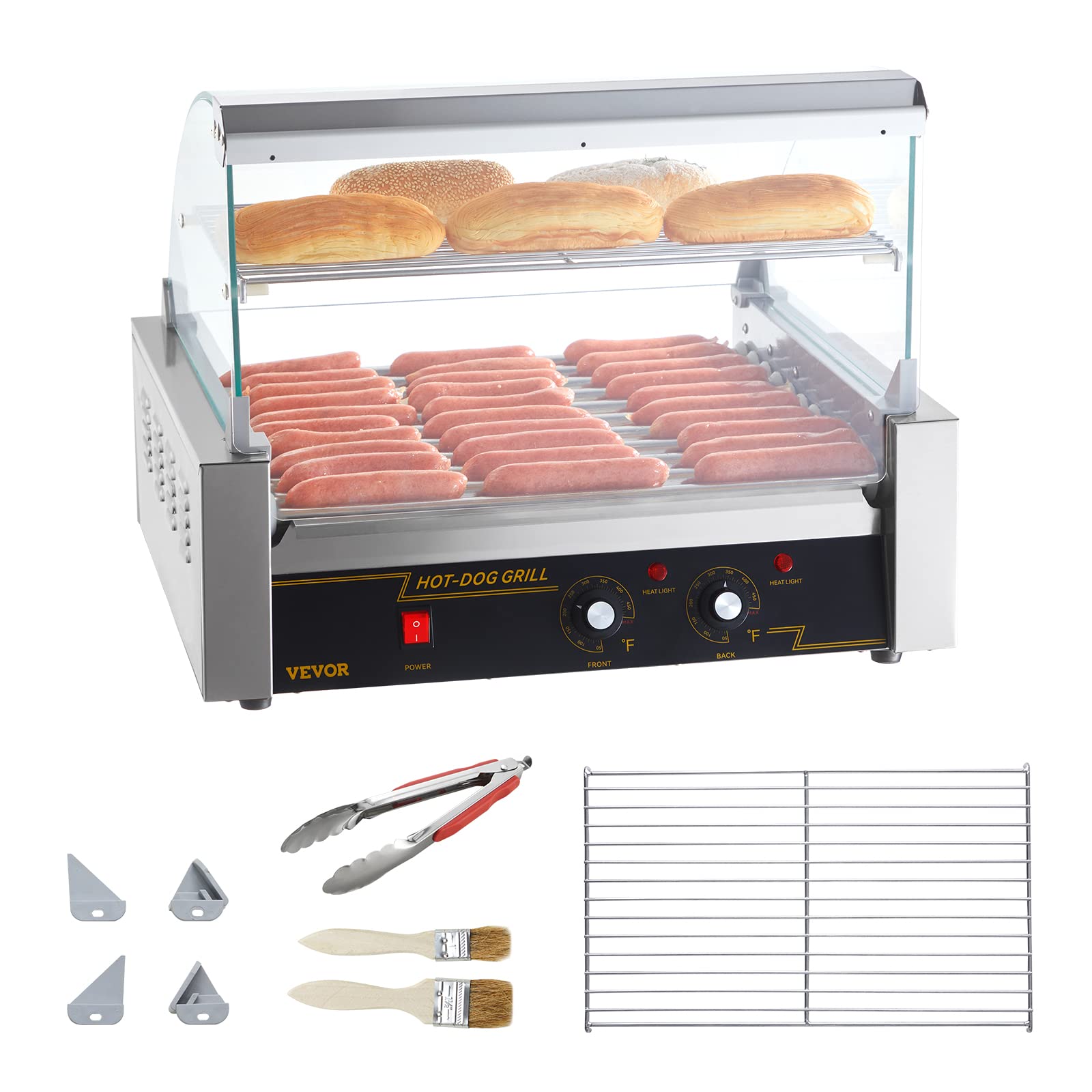 VEVOR hot dog roller in commercial kitchen setup