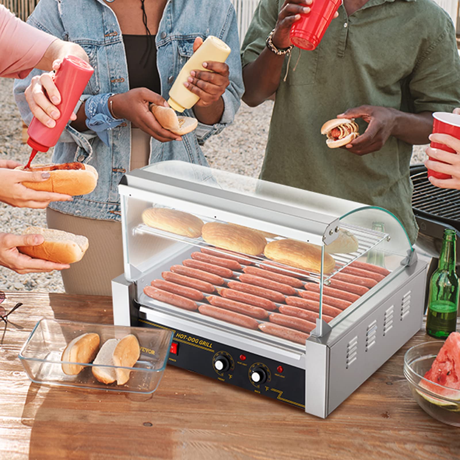 VEVOR hot dog roller detachable drip tray feature