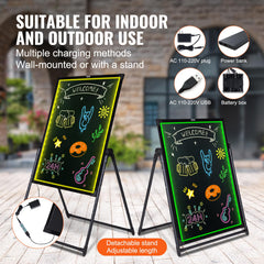 Illuminated erasable chalkboard with tempered glass surface