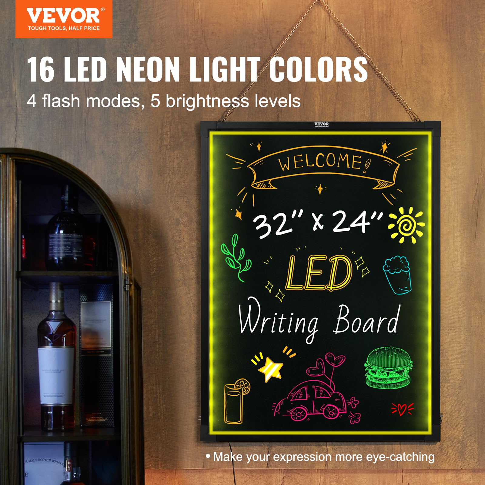 LED message board showing menu sign board and color options