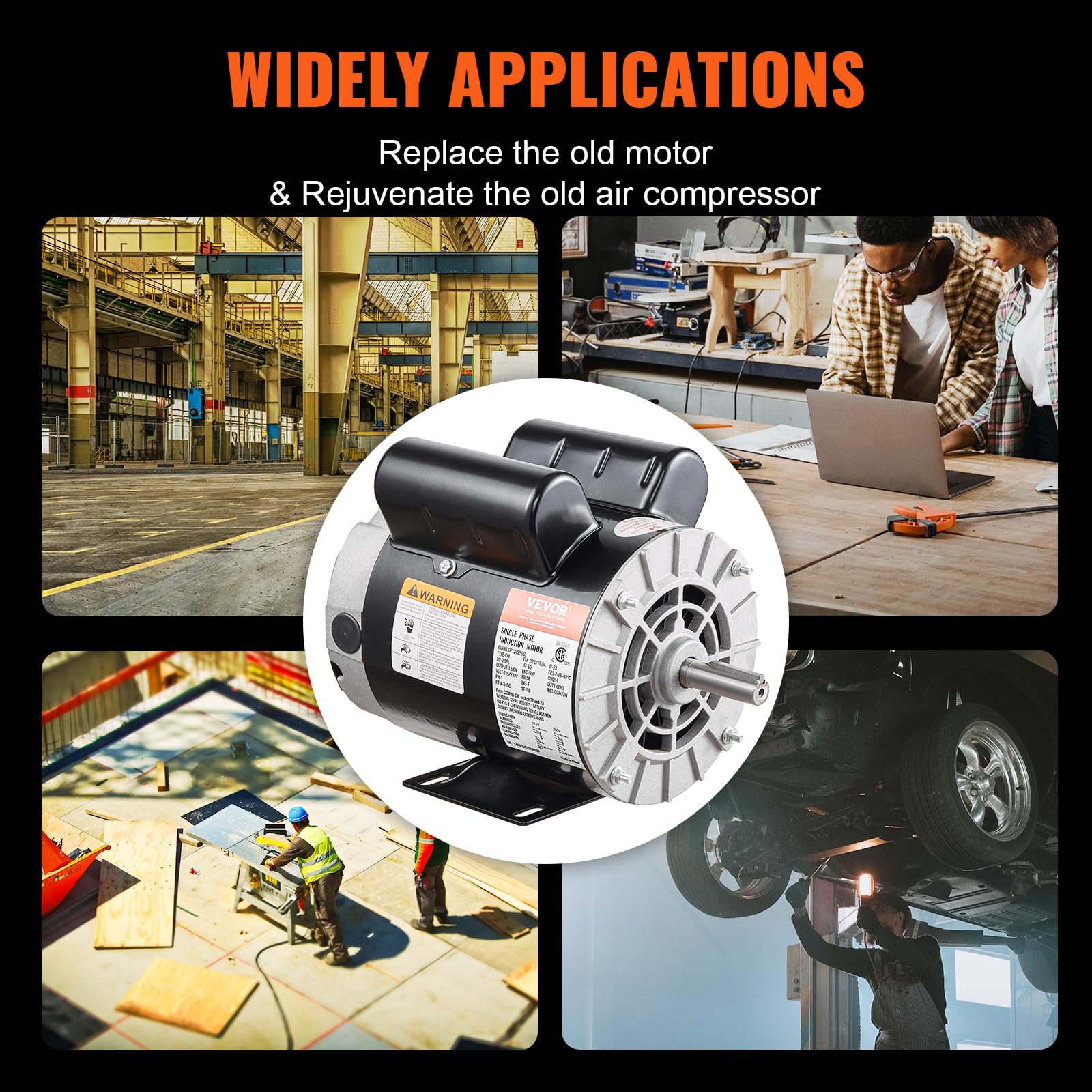 CSA certified sturdy steel frame motor by VEVOR