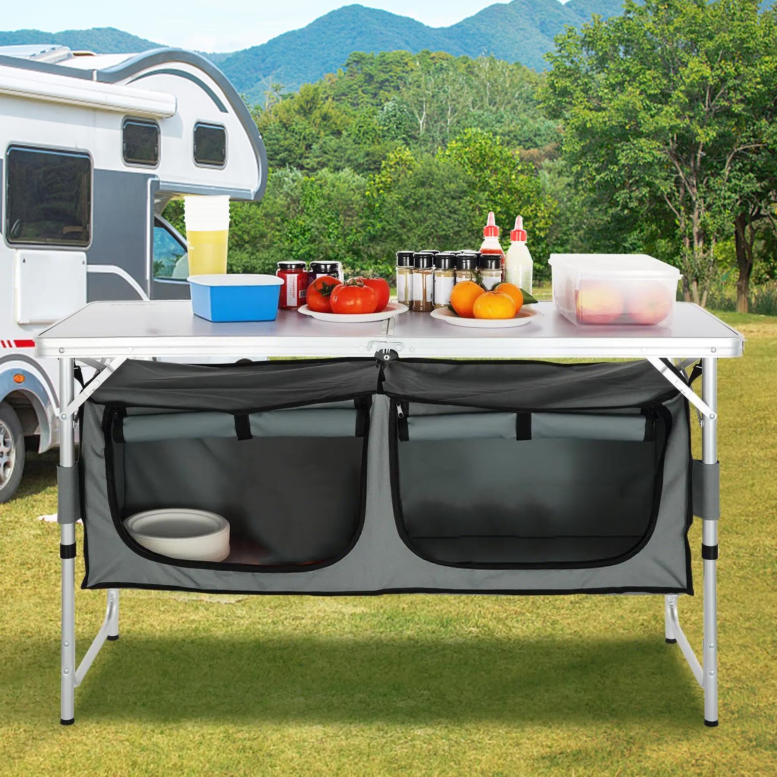 Versatile camping table for RV travel and picnics