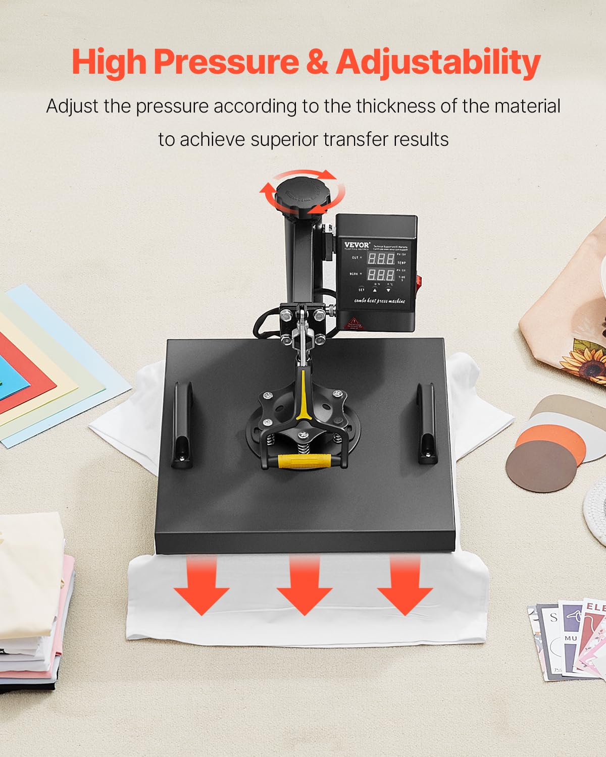 Teflon insulation coating reduces surface temperature on VEVOR heat press