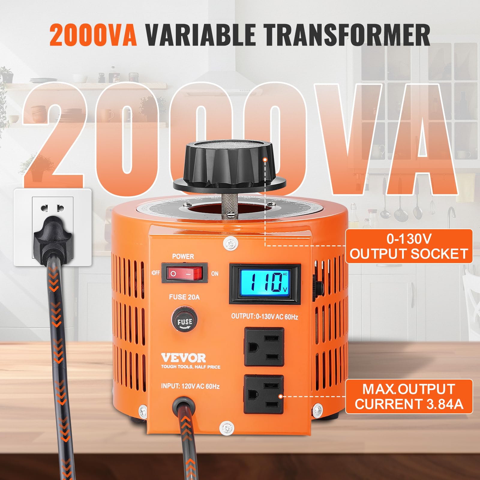 LCD display on VEVOR Auto Variable Voltage Transformer