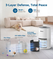 3-stage filtration with pre-filter HEPA and activated carbon