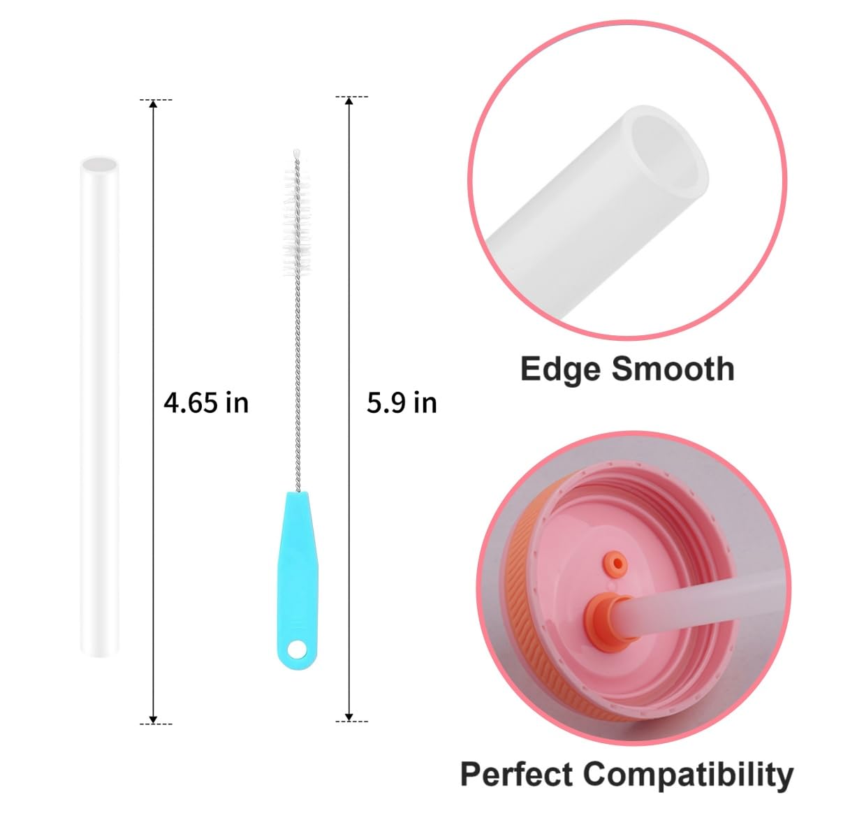 8 replacement straws for Zak Designs Kelso 12oz toddler bottle 118mm length