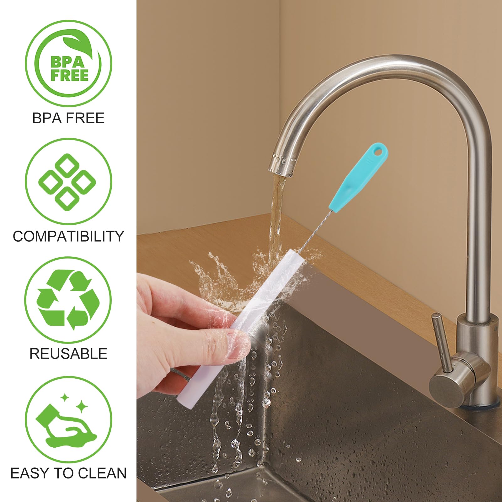 8 straw replacement pack compatible with Zak Designs Kelso 15oz bottle
