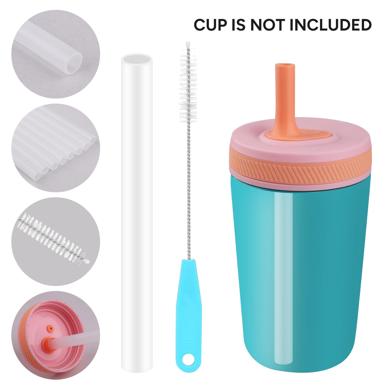 PE food-grade BPA-Free straw set for Zak Kelso 15oz bottle with smooth edges