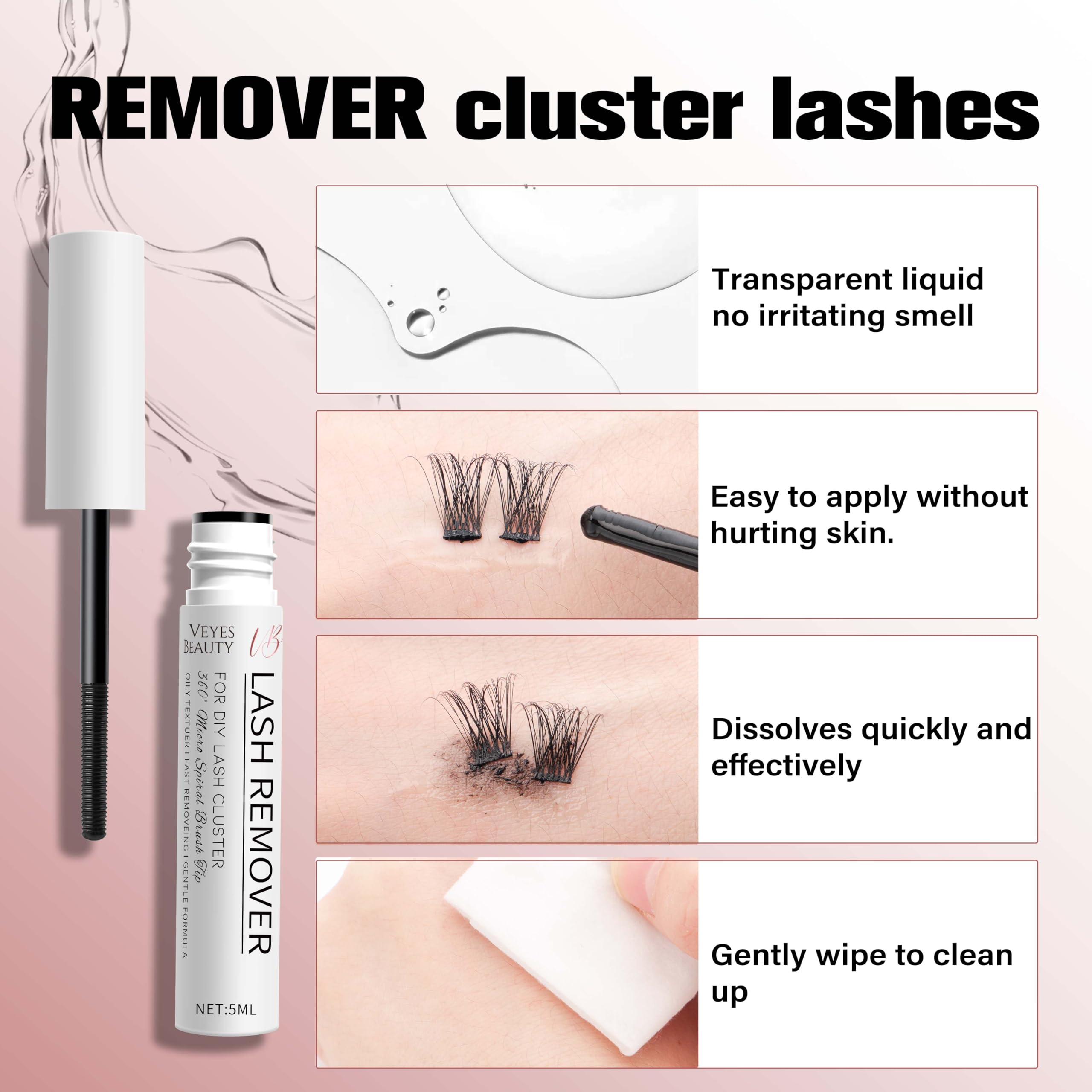 VEYESBEAUTY applying remover to base of cluster lashes