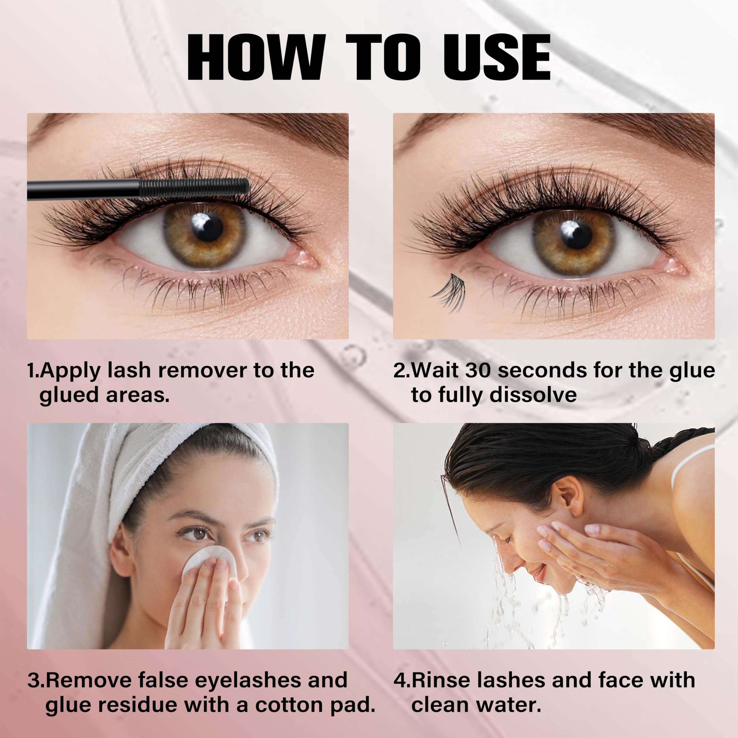 Wait 30 seconds for glue to dissolve before removal