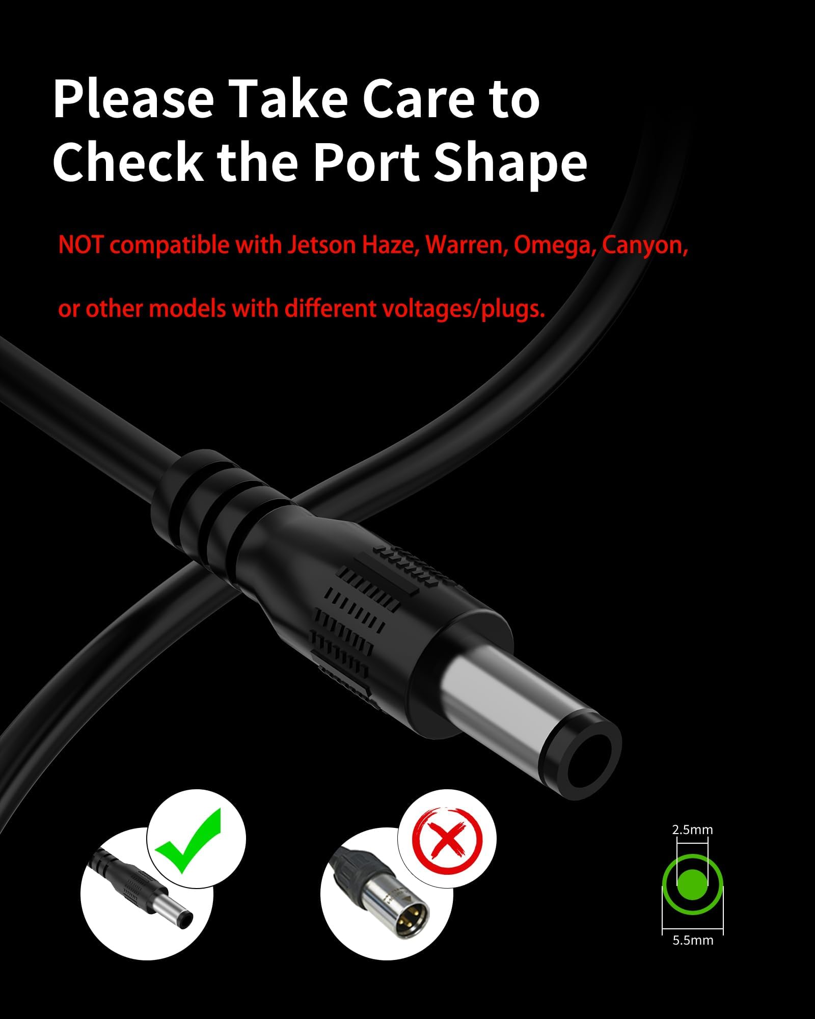 Replacement charger with AC power cord and 2.7 meter cord