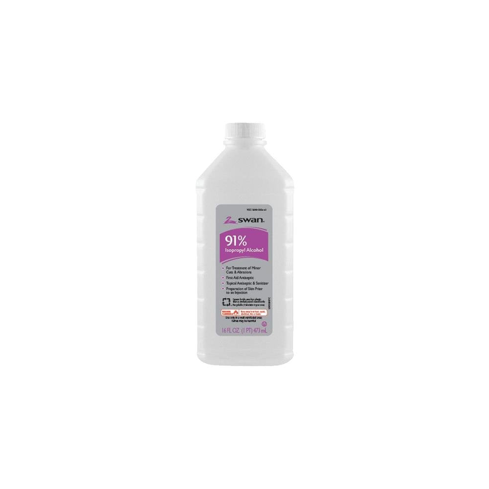 Vi-Jon Swan 91% Isopropyl Rubbing Alcohol 16 oz bottle for first aid antiseptic