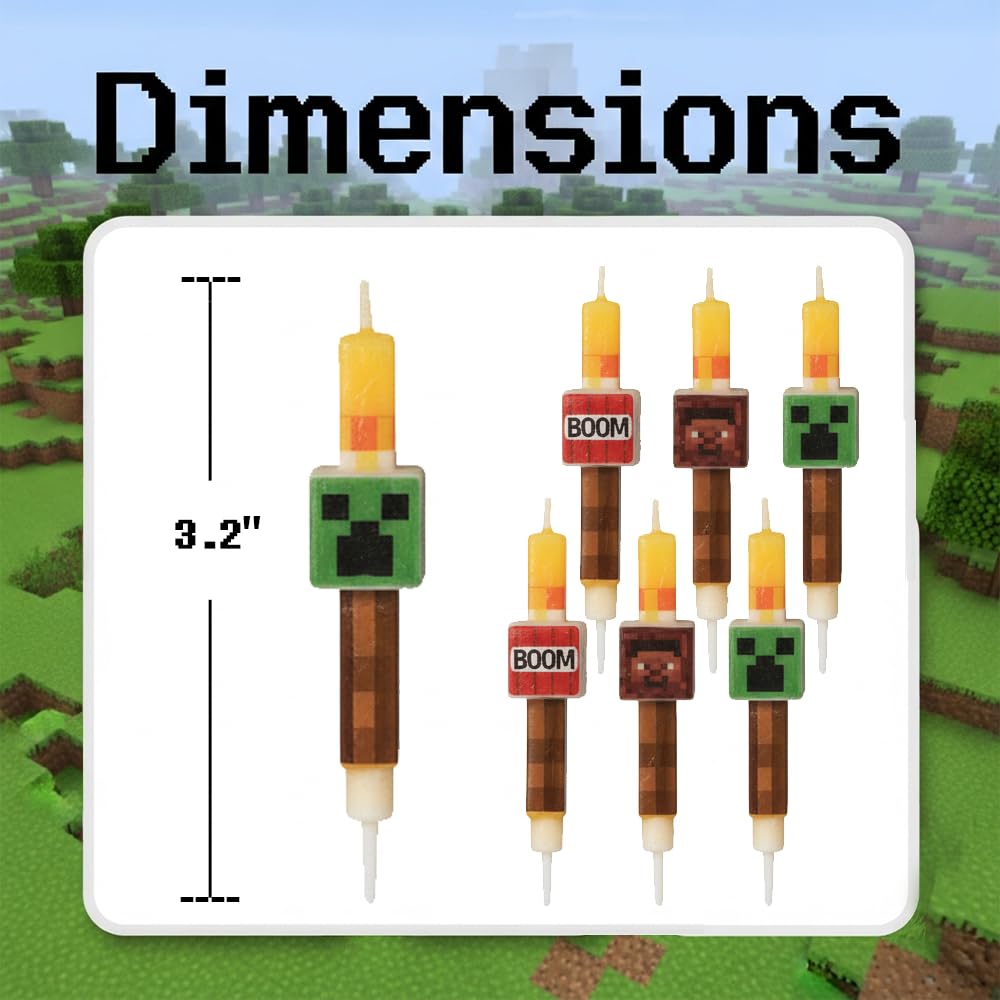 Two green faces candles and two brown faces in pixel miner set