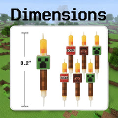 Two green faces candles and two brown faces in pixel miner set