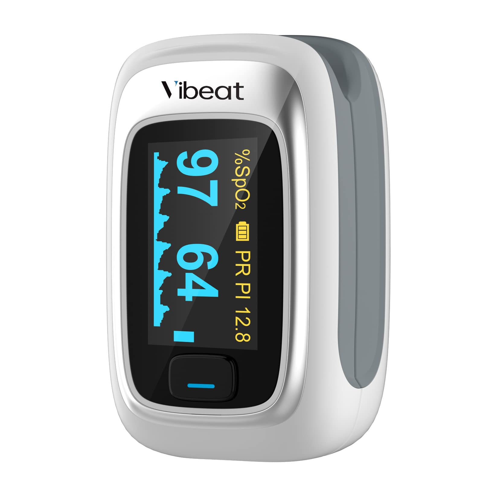 Vibeat Fingertip Pulse Oximeter with OLED display in hand