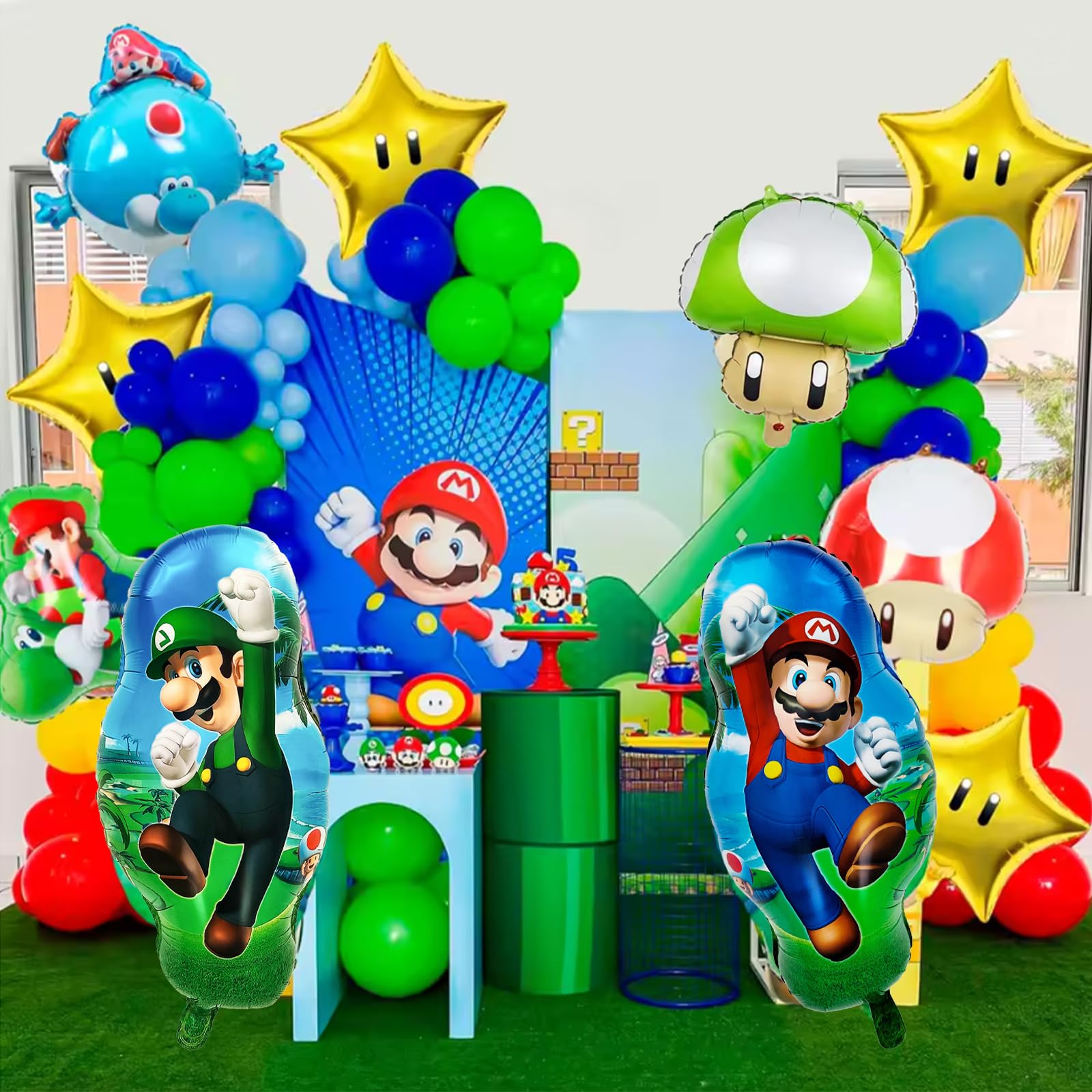 Vibrant foil balloons from Super Mario aluminum set