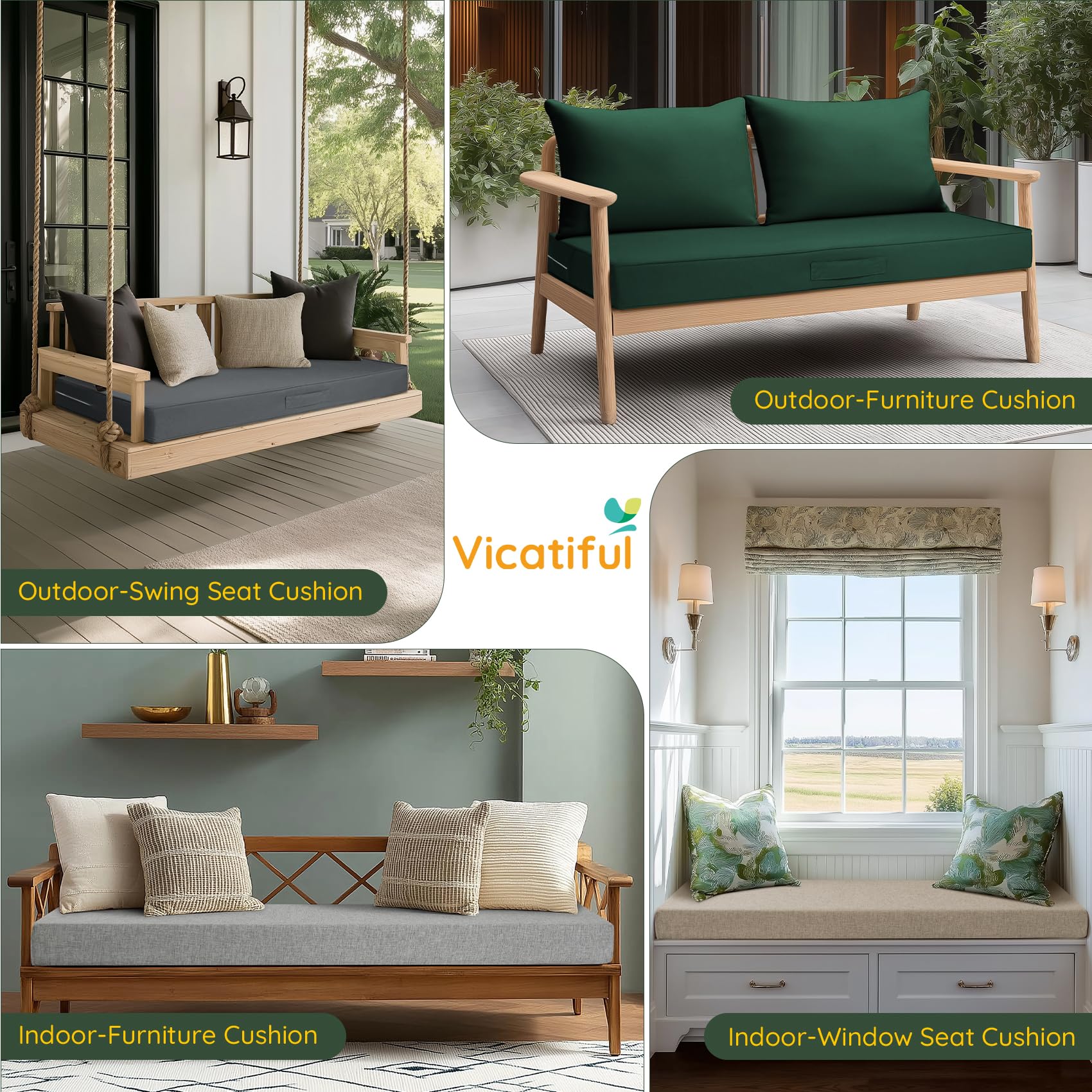 Non-slip design option for Vicatiful bench cushion