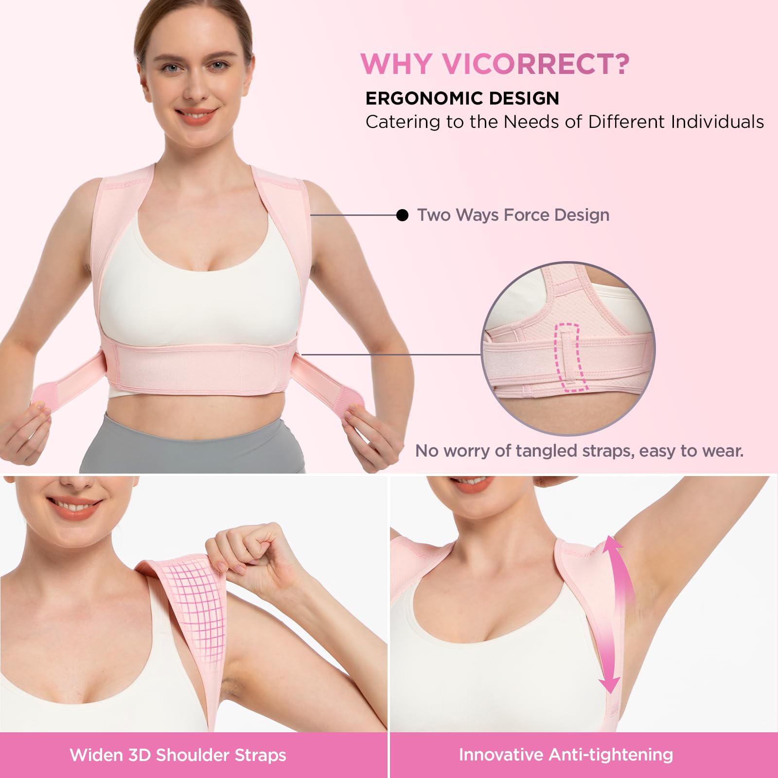 vicorrect soft breathable fabric ergonomic design