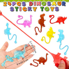 Close up of VICROIC dinosaur sticky hands toy showing 2.1 inch width and 8 inch length