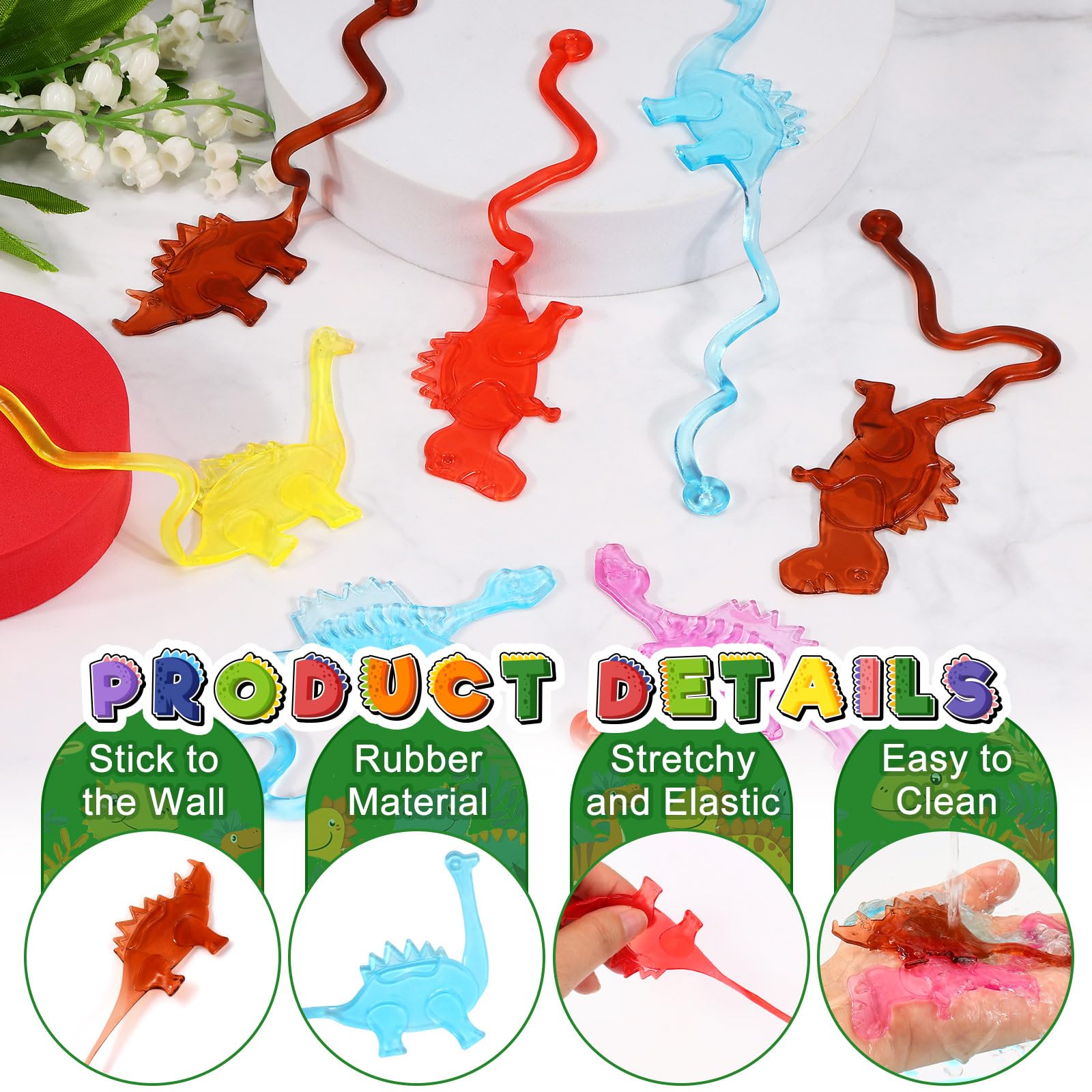 Rubber non-toxic VICROIC dinosaur sticky hand toy