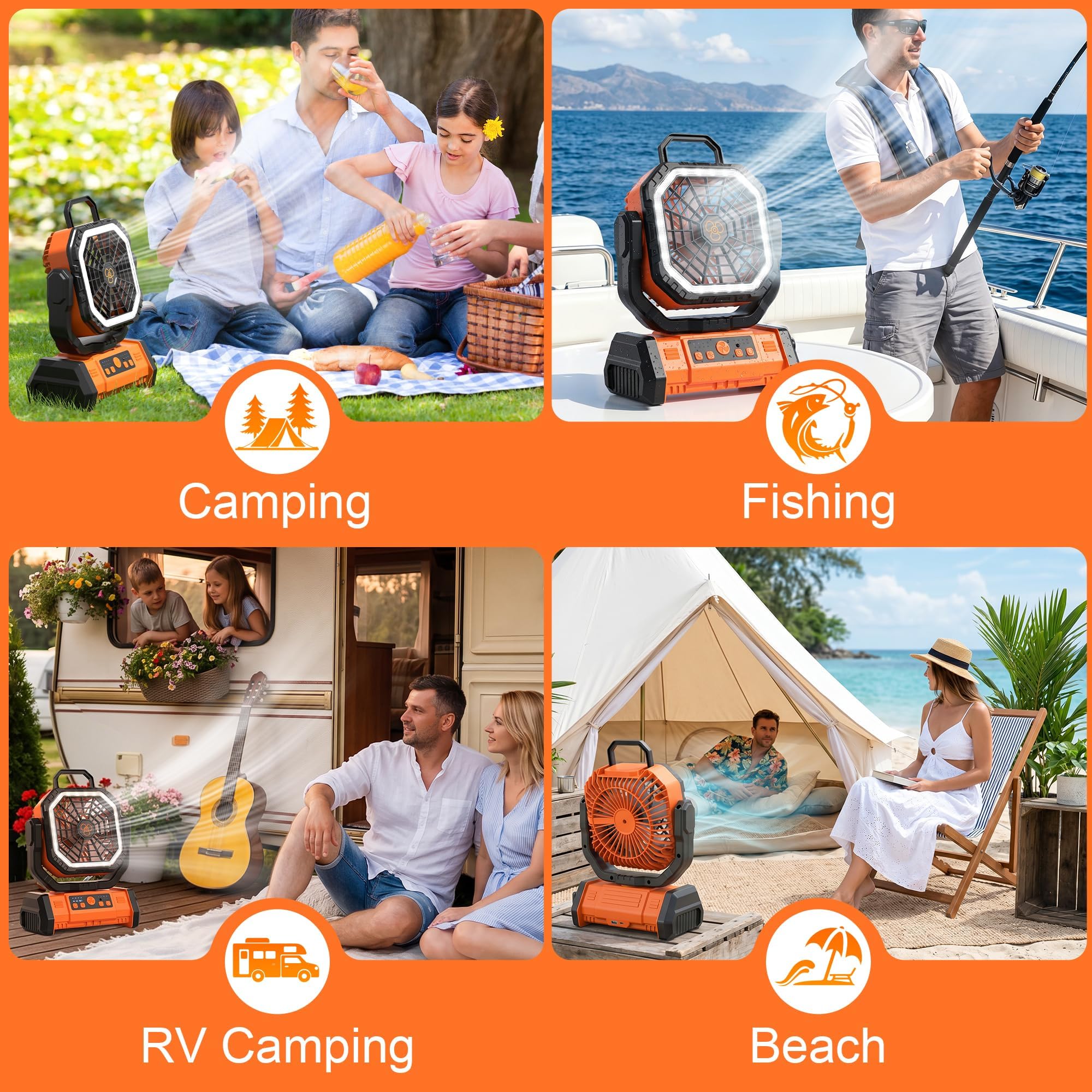 Vicsoon compact camp fan with hanging hook