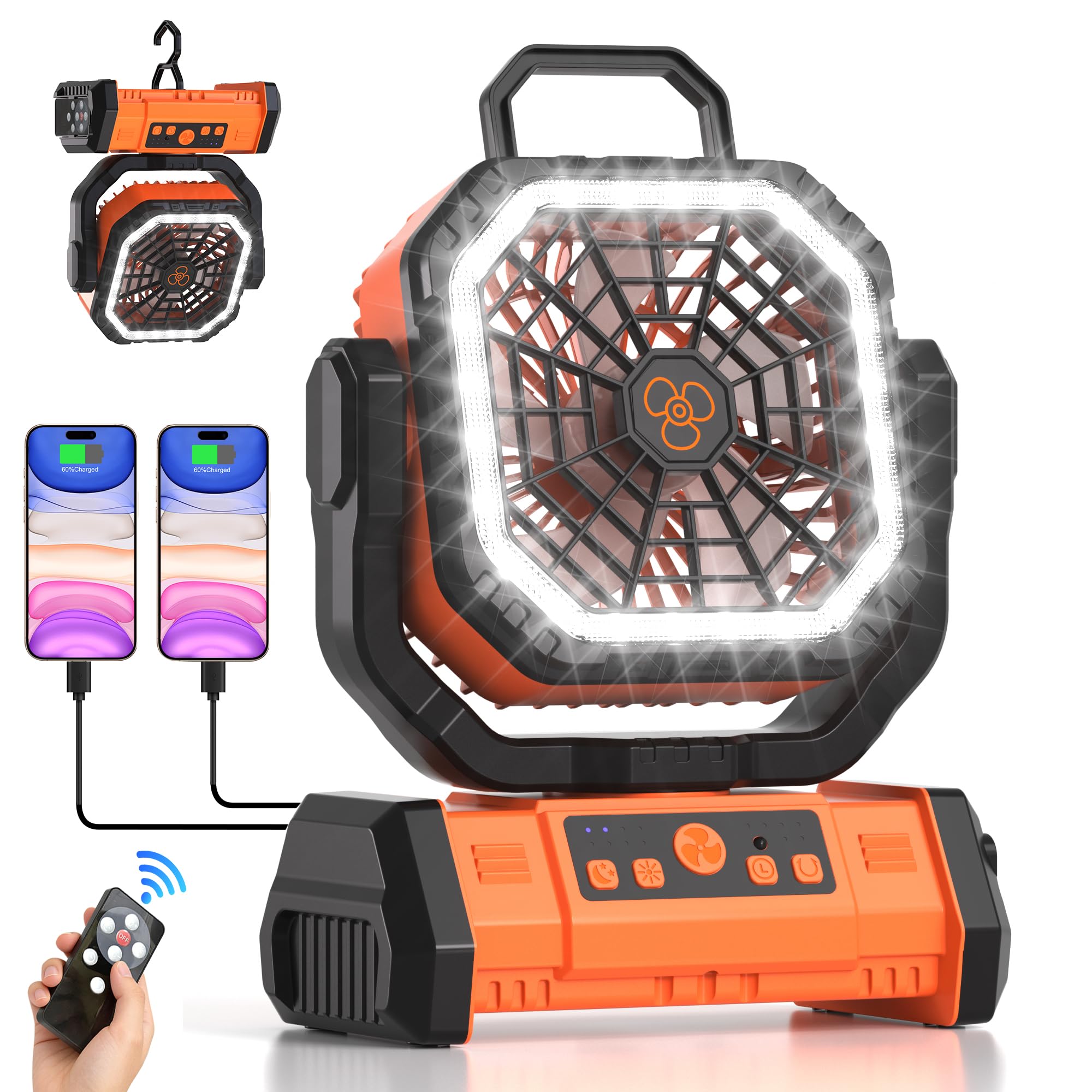 Vicsoon remote controlled camping fan in use