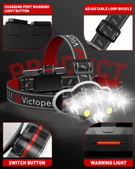 Eight modes including red light and SOS on headlamp