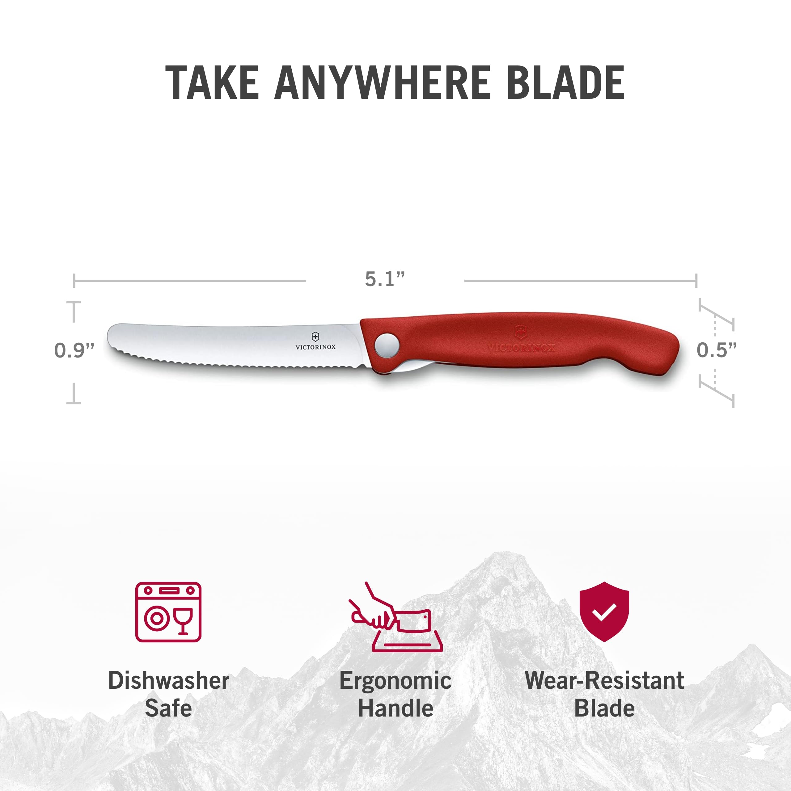4.3 inch blade Victorinox paring knife red handle wavy edge