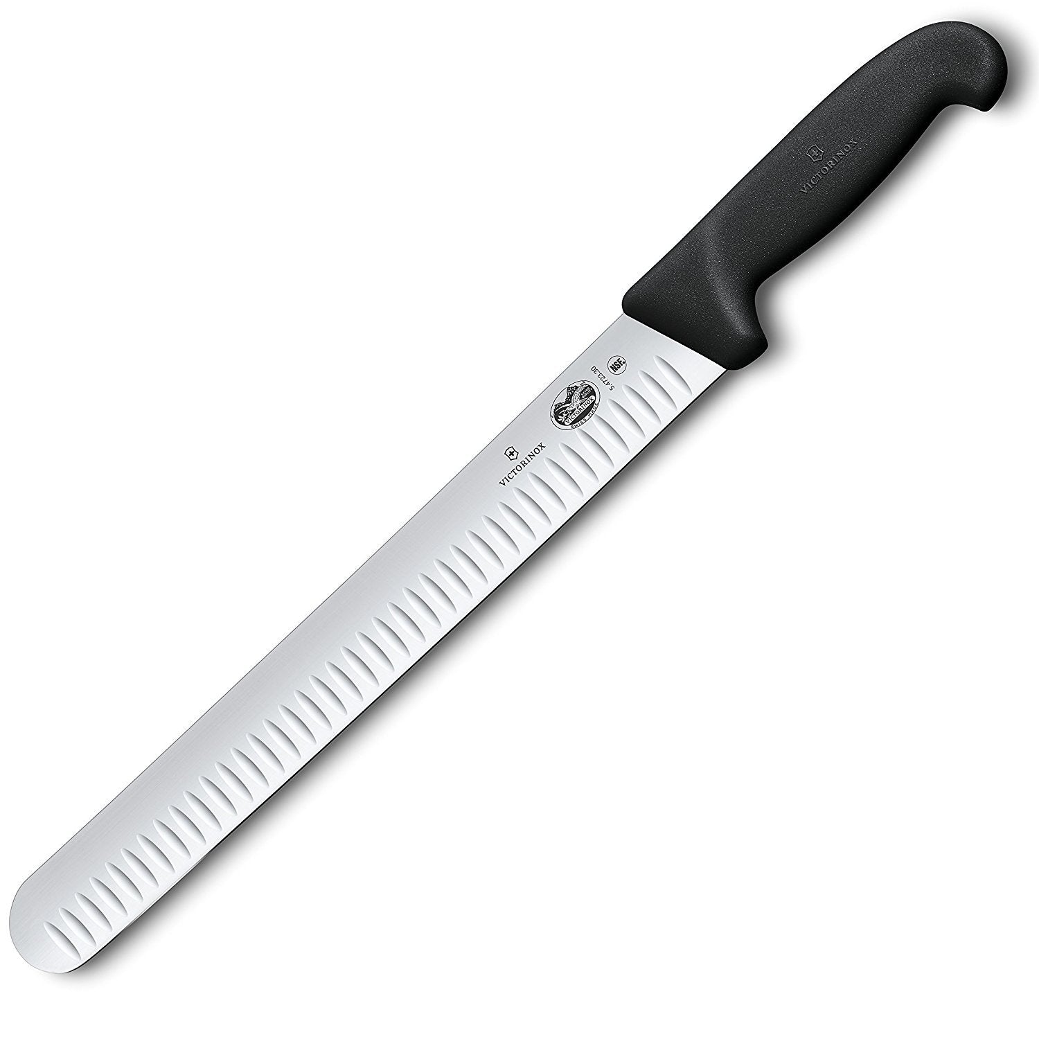 Granton blade reduces sticking on Victorinox knife