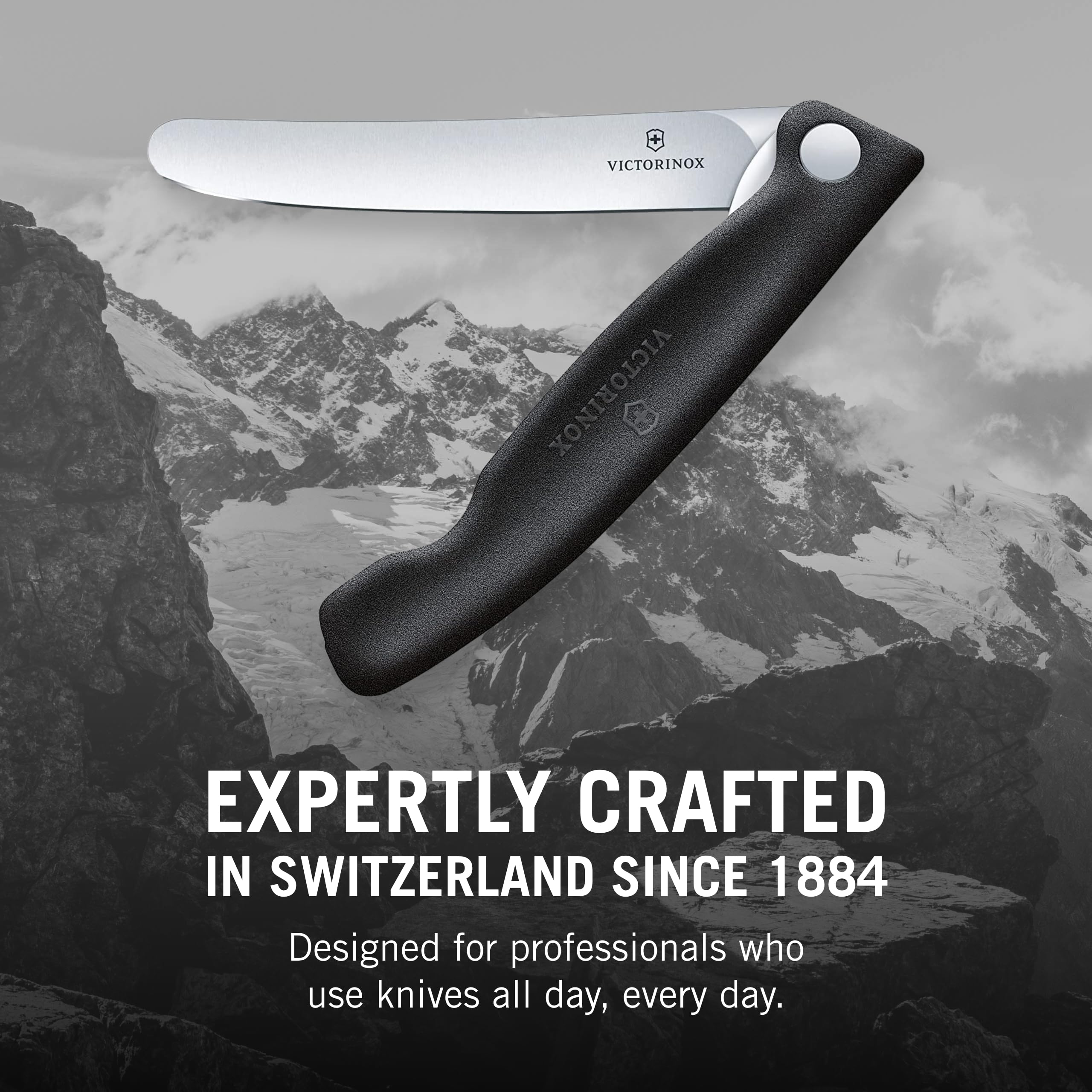 Black handle Victorinox Swiss Classic Foldable Paring Knife