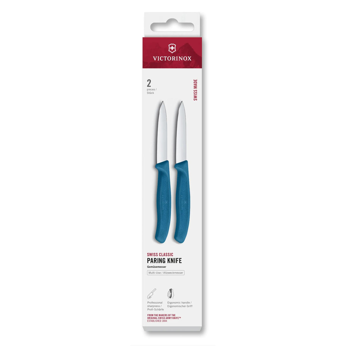 Victorinox Swiss Classic 2 Piece Paring Knife Set blue with ergonomic handles