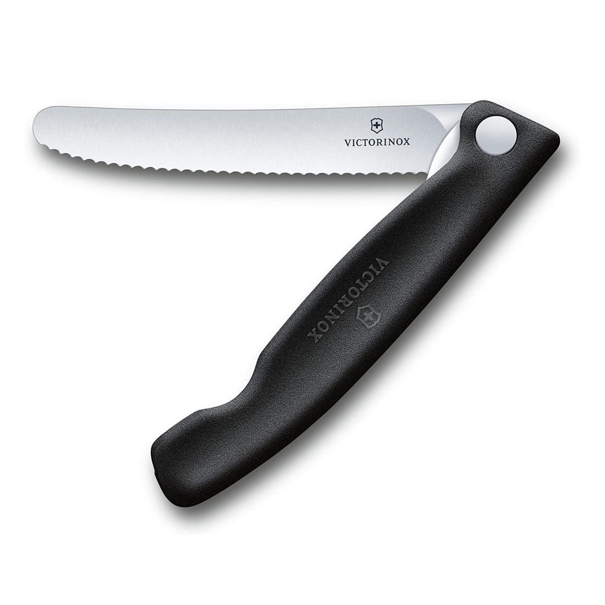 Victorinox Swiss Classic Foldable Paring Knife with wavy edge and black handle