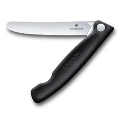 Victorinox Swiss Classic Foldable Paring Knife with wavy edge and black handle