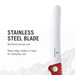 Swiss made stainless steel paring knife with six color handle options