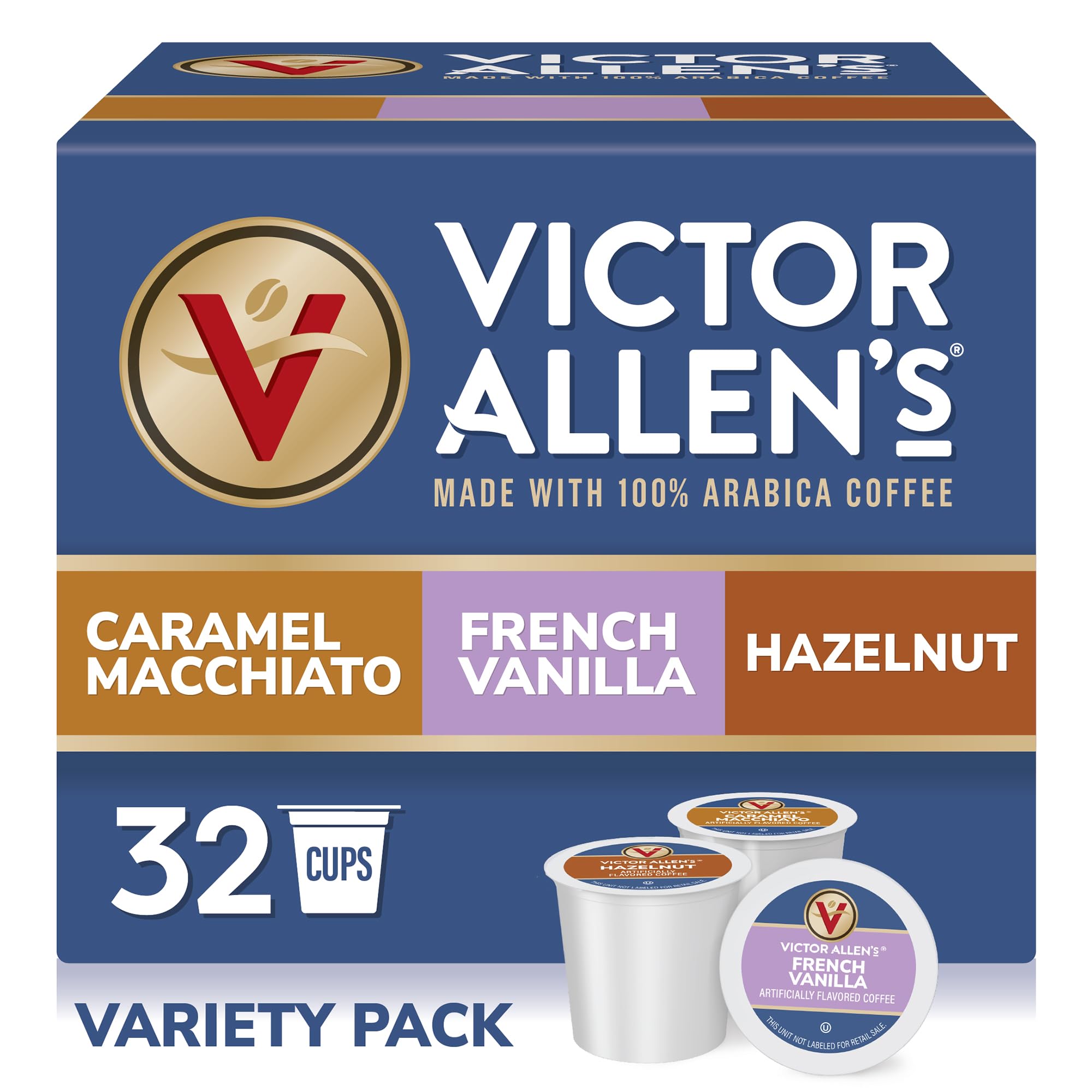 Victor Allen's Coffee Variety Pack box with 32 single serve pods