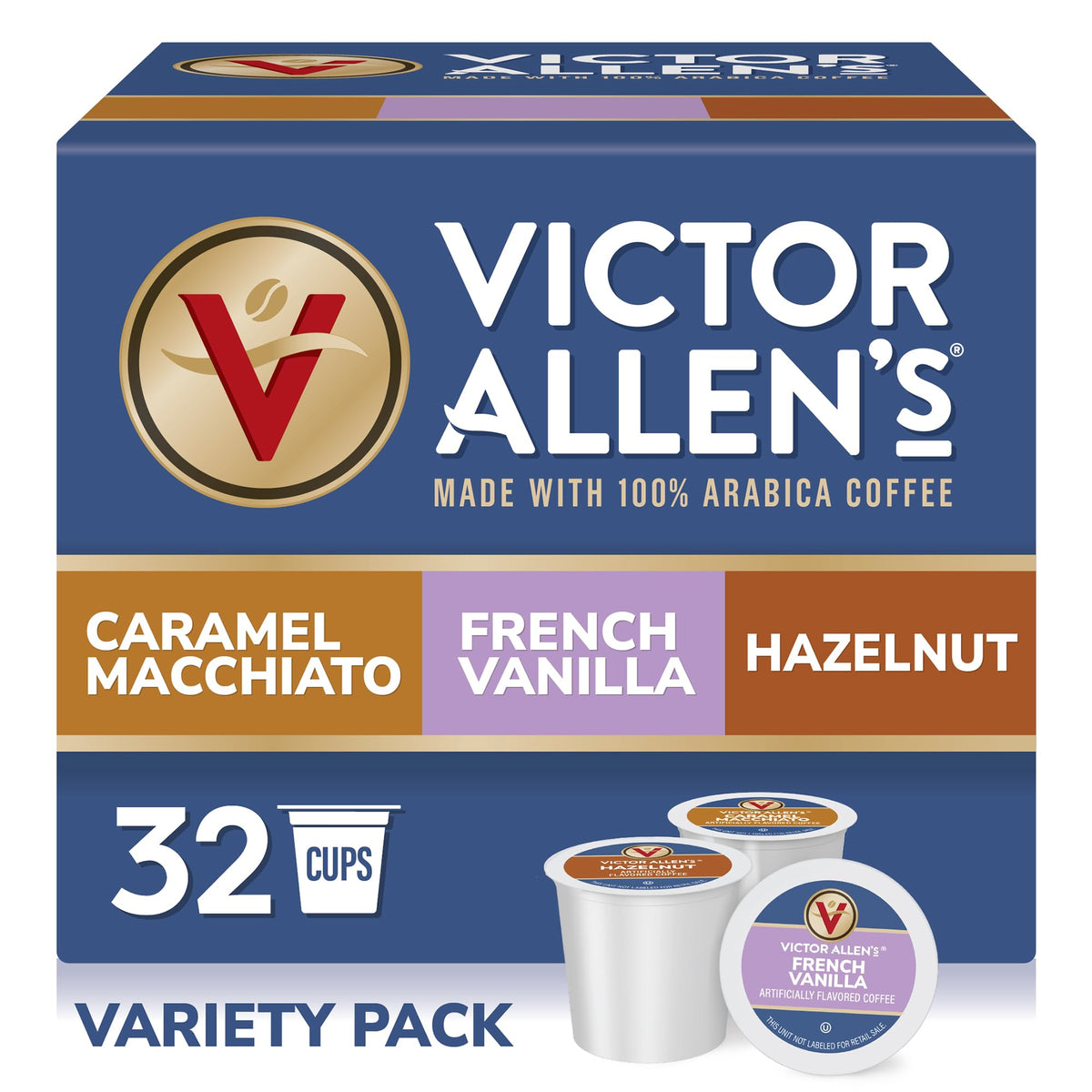 Victor Allen's Coffee Variety Pack box with 32 single serve pods