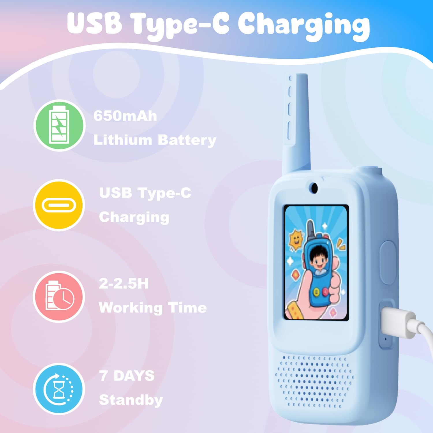 Lightweight walkie talkies for kids under a tennis ball