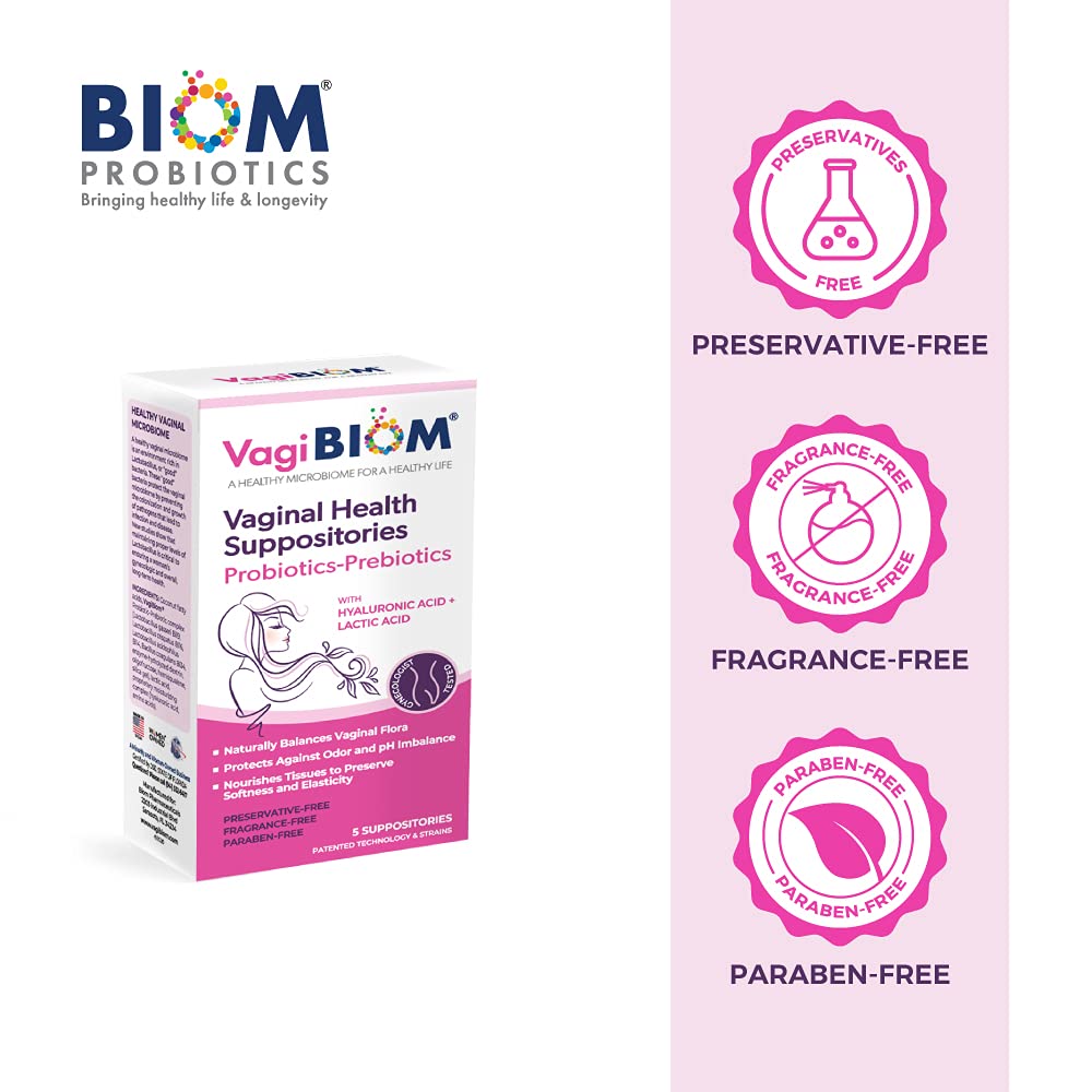 VagiBiom Lactobacillus Suppository front label close up