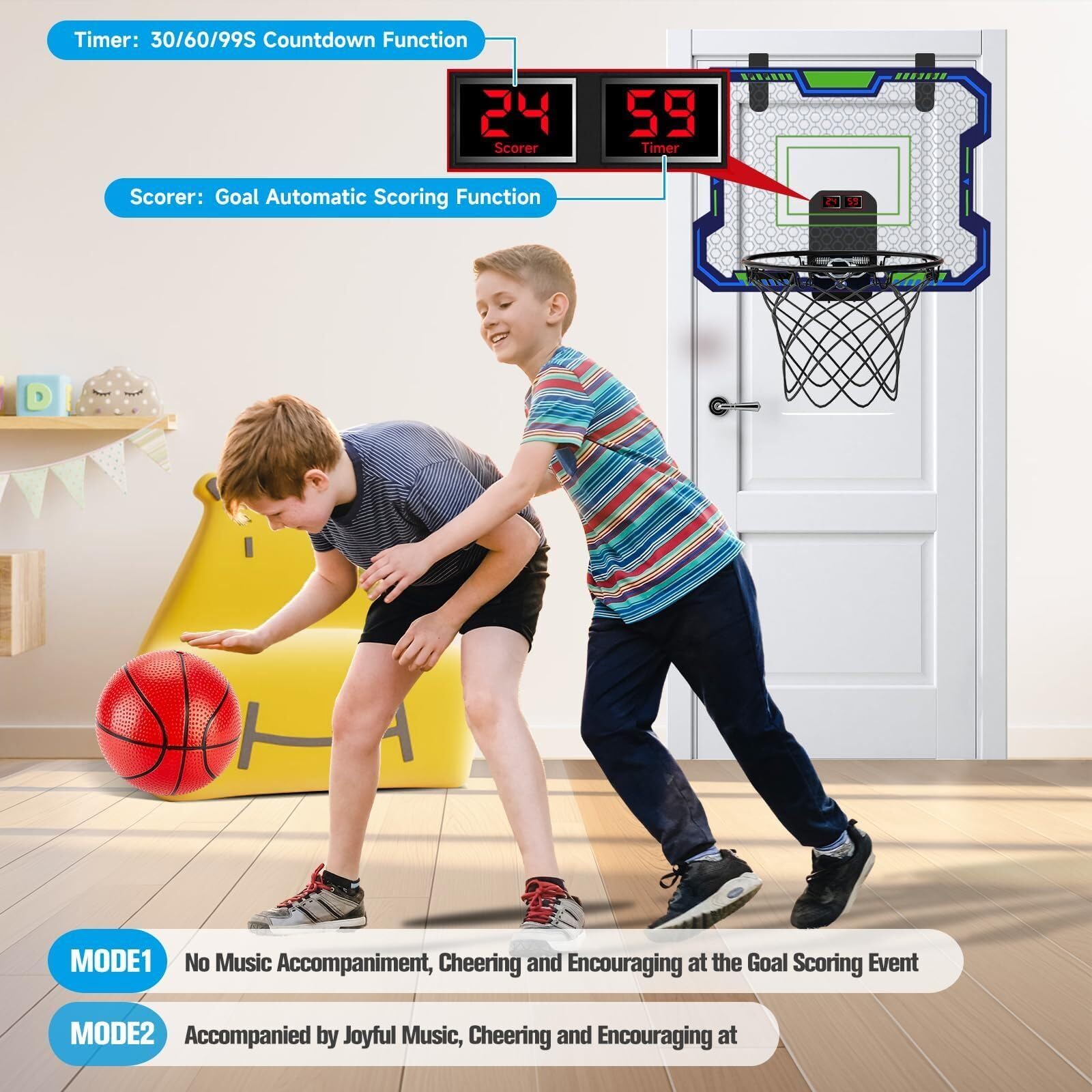 Corner pads protect door surfaces and reduce noise during play