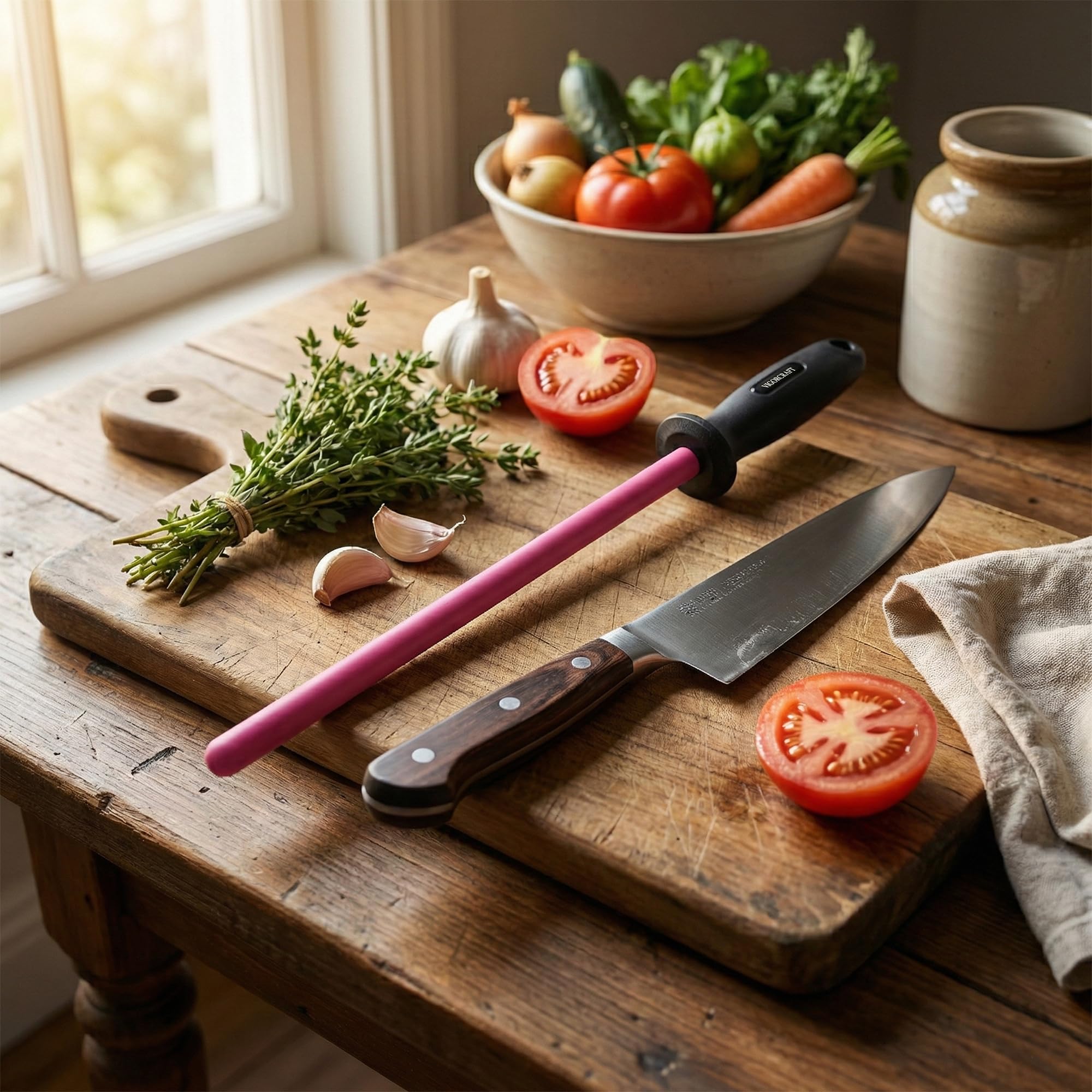 All-purpose sharpening rod by VIGORCRAFT for kitchen and outdoor blades