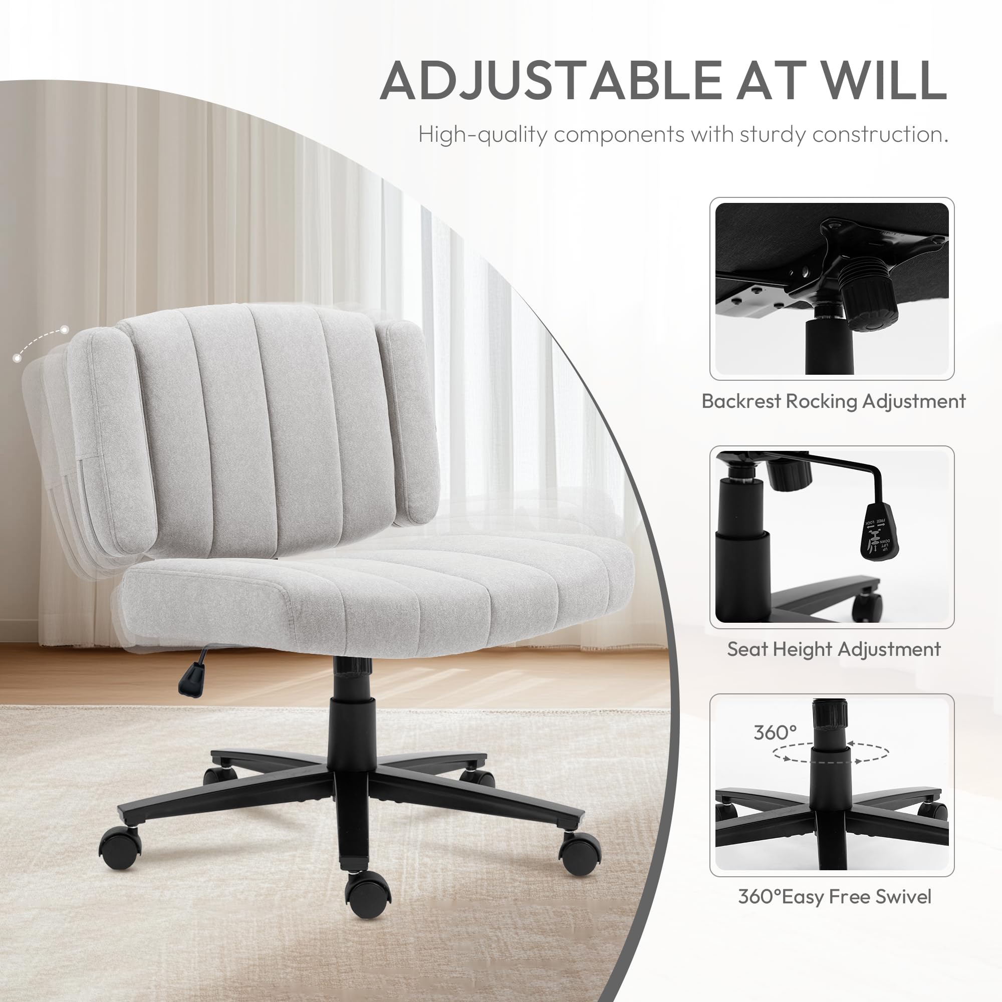 360-degree swivel and locking casters on Vigosit chair