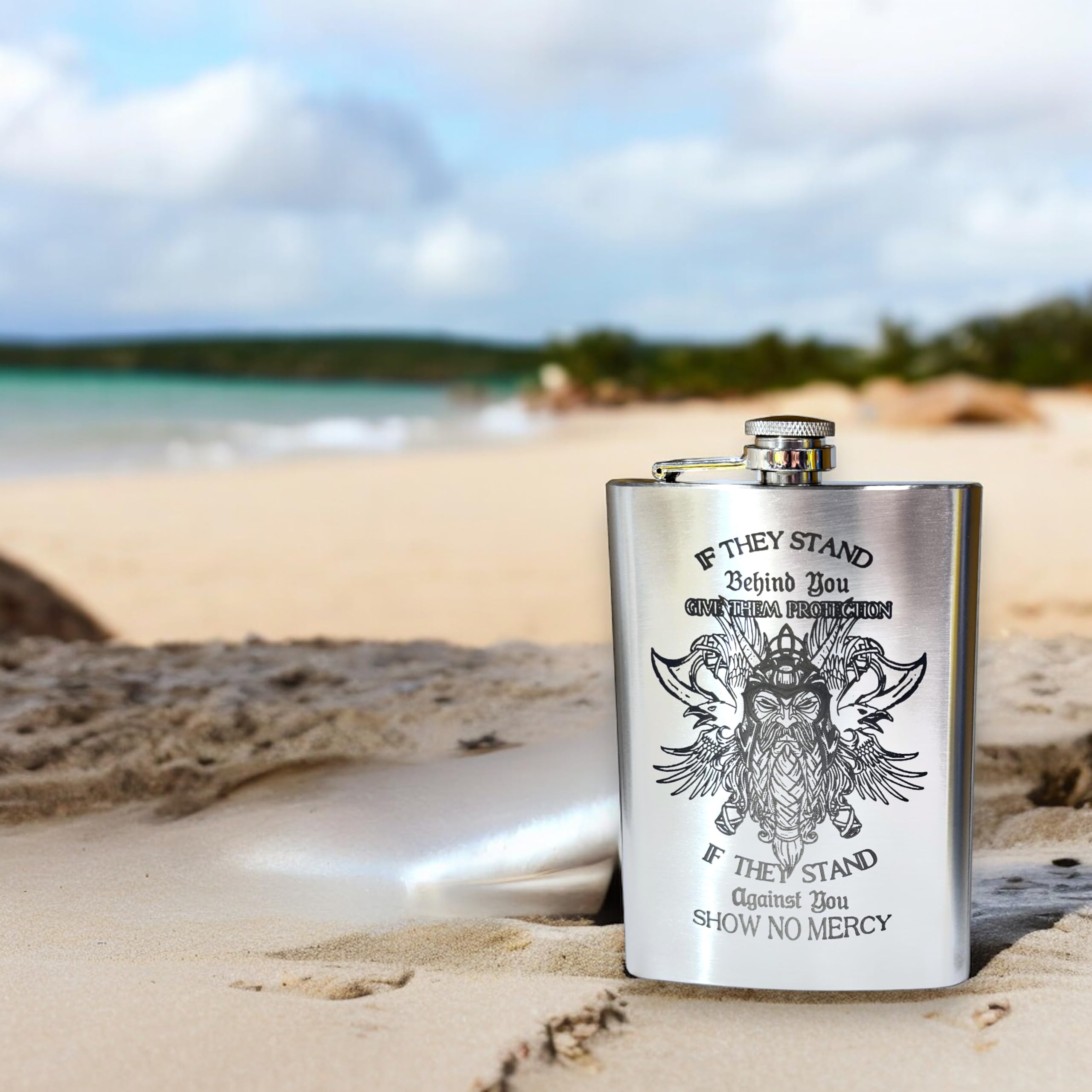 Leak proof screw top lid Viking No Mercy Flask