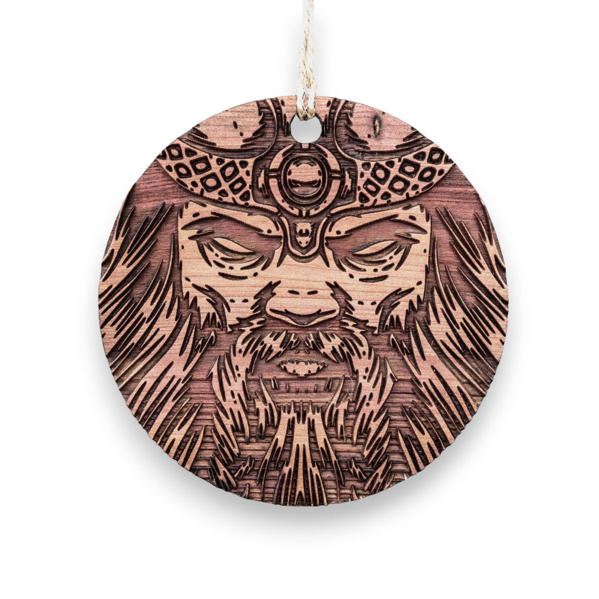Viking Warrior raw cedar ornament 3x3in image 1
