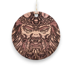 Viking Warrior raw cedar ornament 3x3in image 1