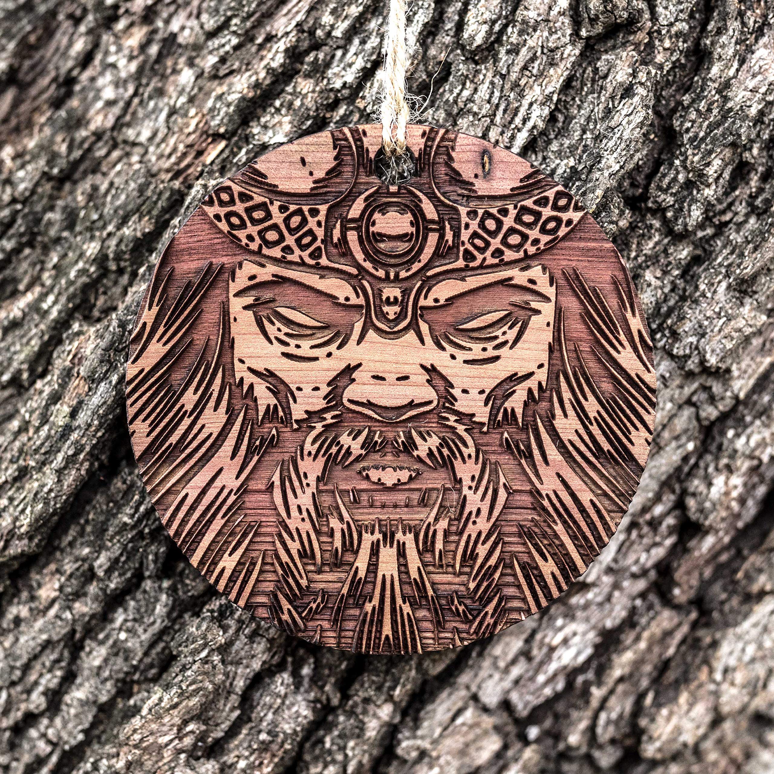 Viking Warrior raw cedar ornament 3x3in image 3