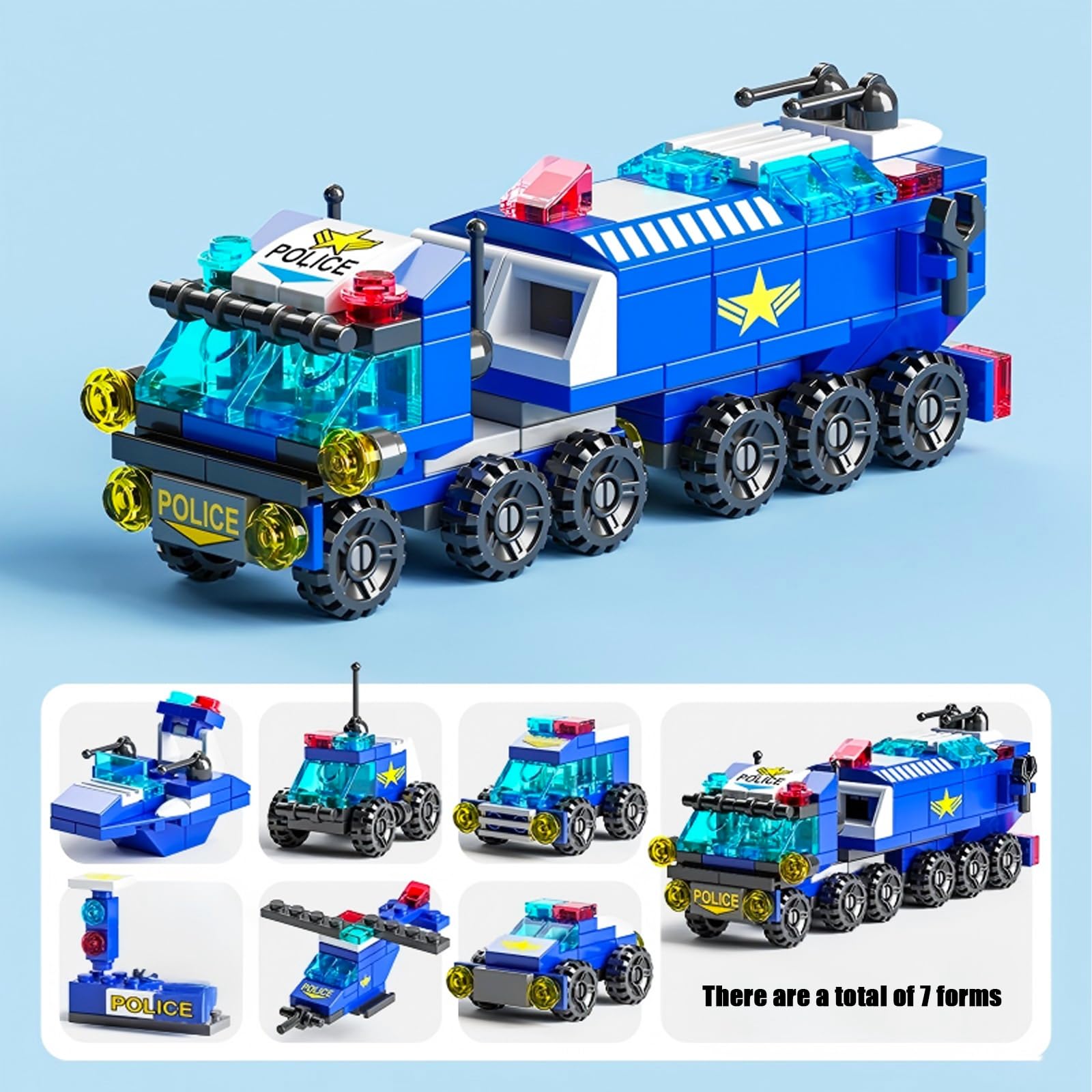 147-Piece Vilbocr construction toy with moving wheels police car