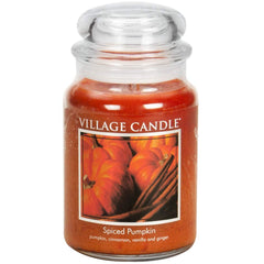Village Candle Spiced Pumpkin Large Apothecary Jar 21.25 oz candle